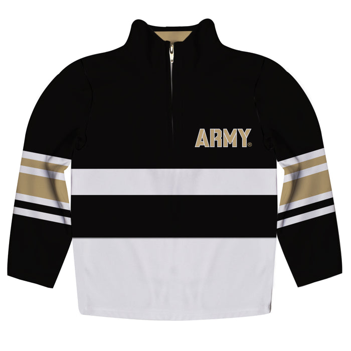 United States Military Academy Logo Stripes Black Long Sleeve Quarter Zip Sweatshirt - Vive La Fête - Online Apparel Store