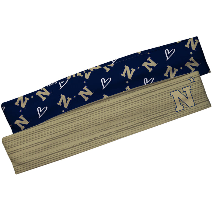 United States Naval Academy Gold Solid And Navy Blue Repeat Logo Headband Set - Vive La Fête - Online Apparel Store