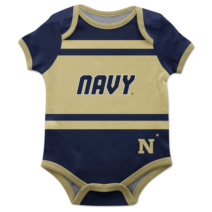 United States Naval Academy Navy Block Stripe Navy Blue Short Sleeve Onesie - Vive La Fête - Online Apparel Store