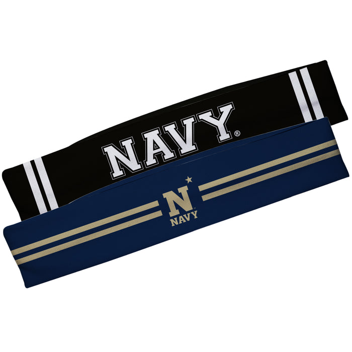United States Naval Academy Navy Blue And Black Stripes Headband Set - Vive La Fête - Online Apparel Store