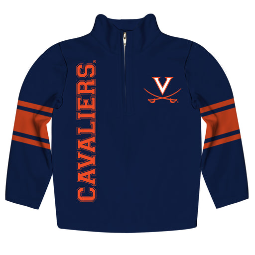 Virginia Cavaliers Stripes Navy Long Sleeve Quarter Zip Sweatshirt - Vive La Fête - Online Apparel Store
