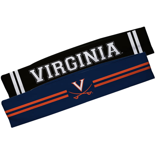 Virginia Cavaliers Navy And Black Stripes Headband Set - Vive La Fête - Online Apparel Store