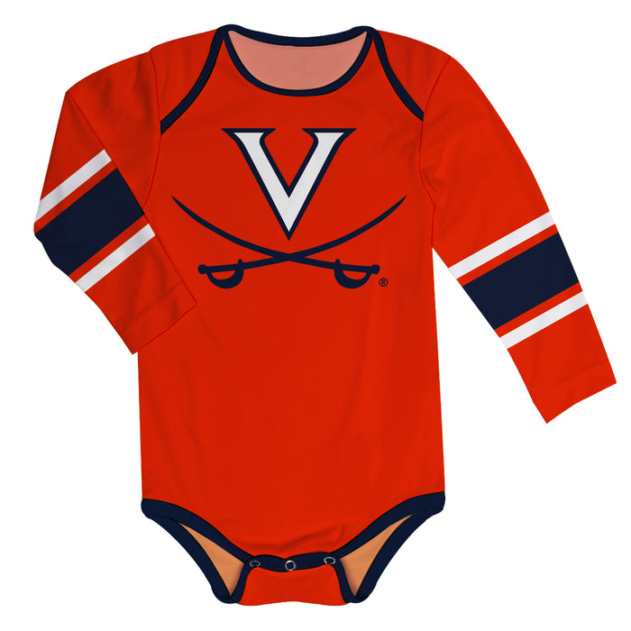 Virginia Cavaliers Stripes Orange Long Sleeve Onesie - Vive La Fête - Online Apparel Store