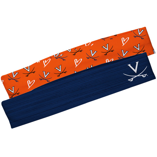 Virginia Cavaliers Navy Solid And Orange Repeat Logo Headband Set - Vive La Fête - Online Apparel Store