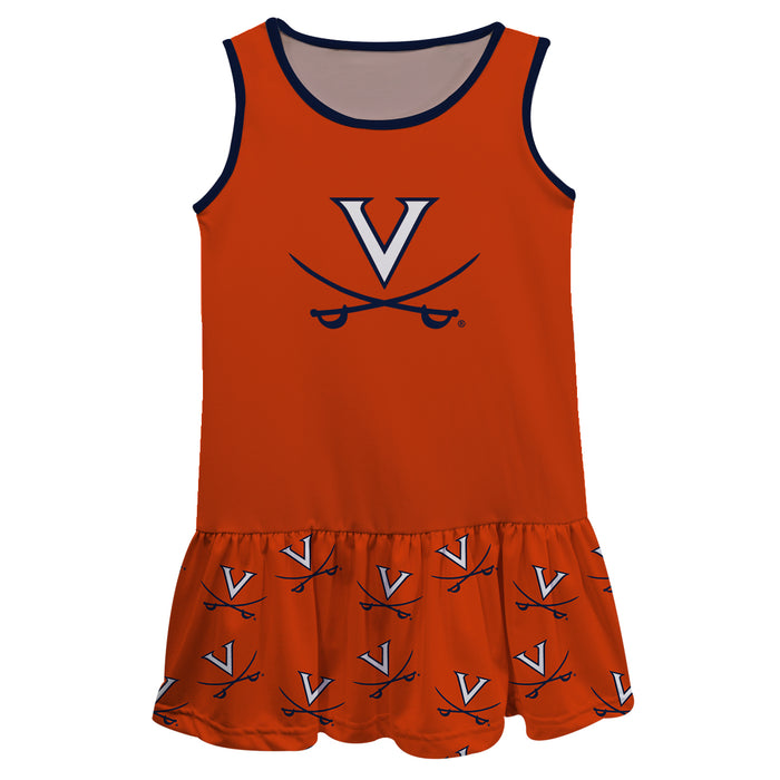 Virginia Cavaliers Repeat Logo Orange Sleeveless Lily Dress - Vive La Fête - Online Apparel Store