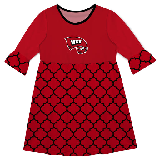 Western Kentucky Quatrefoil Red Amy Dress Three Quarter Sl - Vive La Fête - Online Apparel Store
