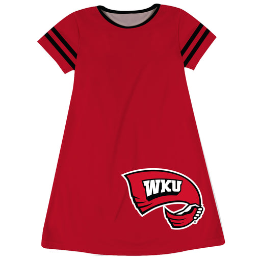 Western Kentucky Big Logo Red Stripes Short Sleeve A Line Dress - Vive La Fête - Online Apparel Store
