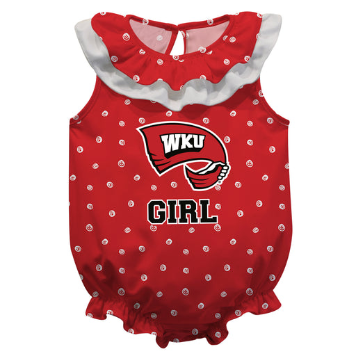 Western Kentucky Swirls Red Girls Sleeveless Onesie - Vive La Fête - Online Apparel Store