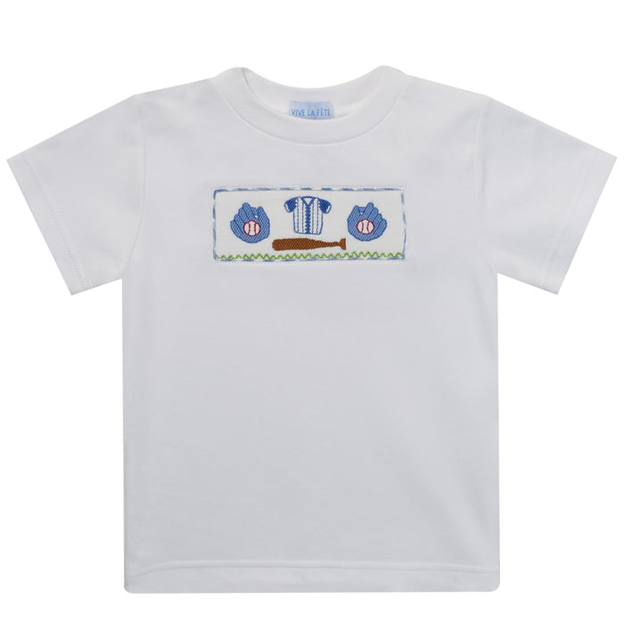 Baseball Smocked Boys Tee Shirt Short Sleeve - Vive La Fête - Online Apparel Store