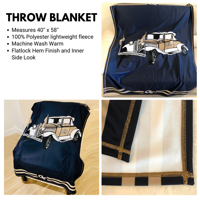 Utah State Aggies USU Vive La Fete Game Day Soft Premium Fleece Navy Throw Blanket 40" x 58” Logo and Stripes - Vive La Fête - Online Apparel Store